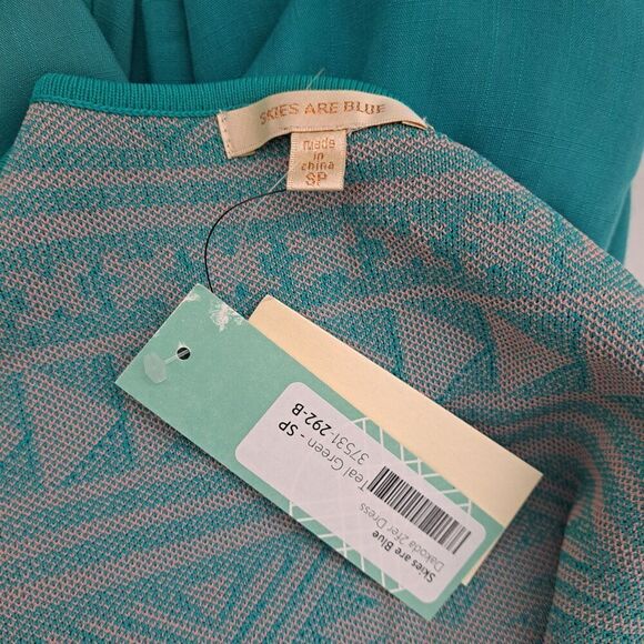 Skies are Blue Women's Blue Pink Sleeveless Tribal Print Knit Upper Sz SP - Picture 7 of 9